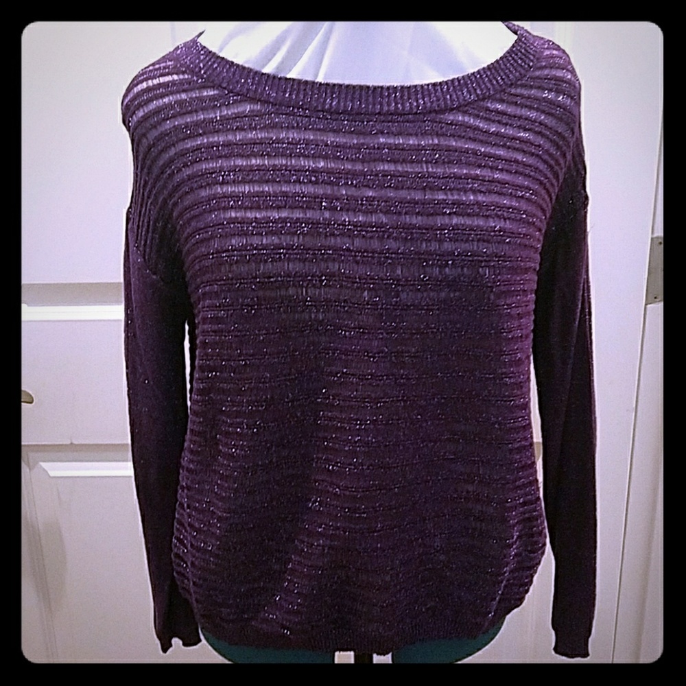 Purple Metallic mac + jac Sheer Sweater XL